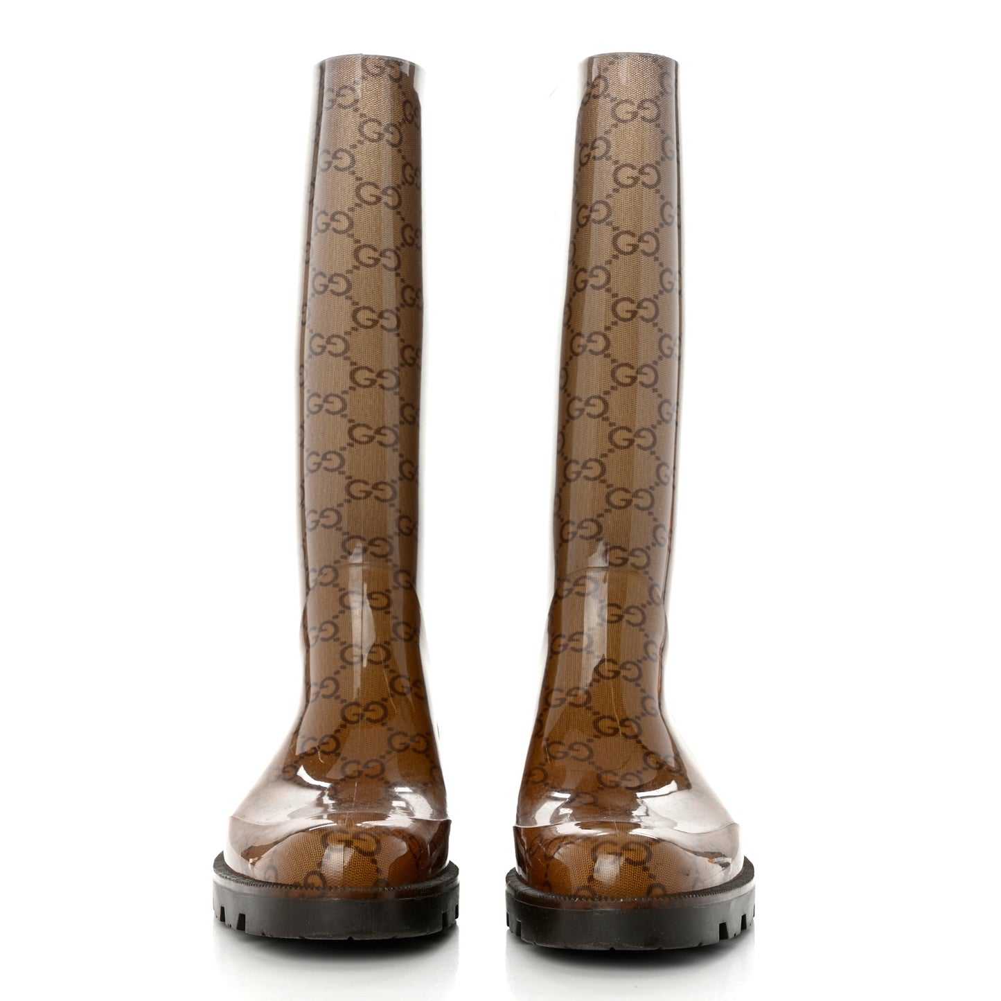 Rubber Monogram Edinburg Rain Boots 36 Transparent Cocoa