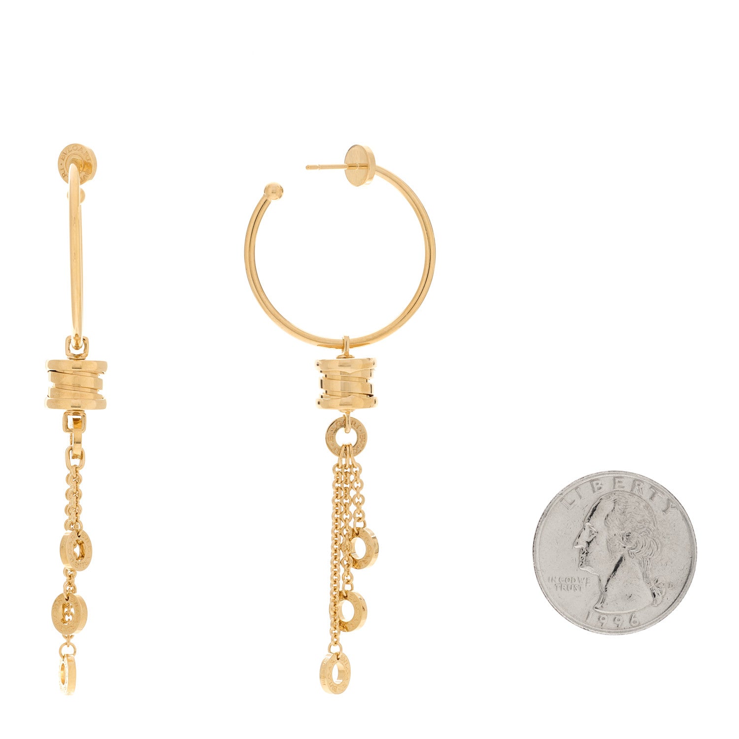 Bulgari 18K Yellow Gold B.Zero1 Hoop Earrings 2 of 4