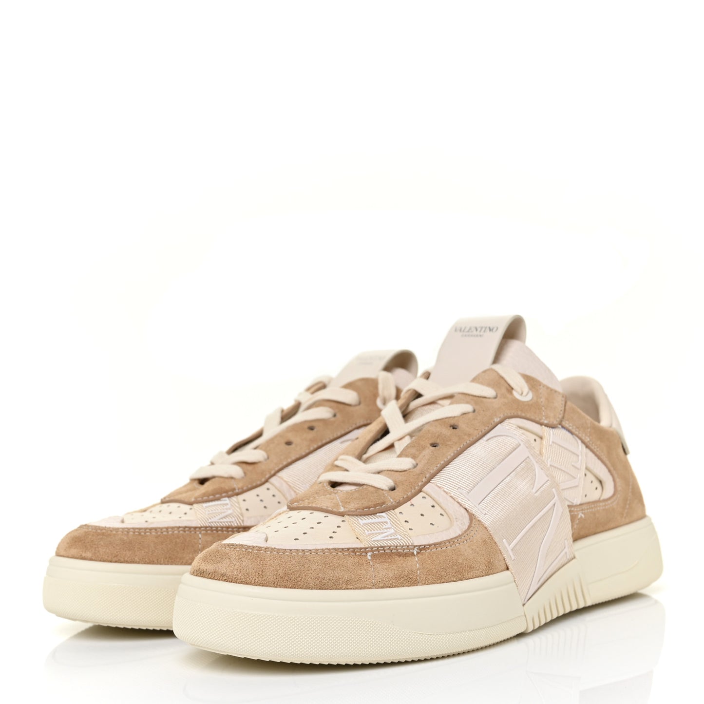 Suede Calfskin Mens VL7N Low Top Sneakers 41 Beige
