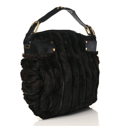 Jimmy Choo Mink Fur Snakeskin Hobo Brown 3 of 13