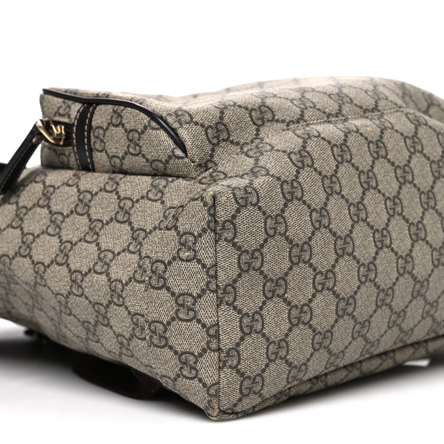 Gucci GG Supreme Monogram Medium Single Buckle Rucksack Backpack Beige Ebony Brown 9 of 10