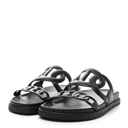 Hermes Nappa Extra Sandals 37 Black 3 of 9