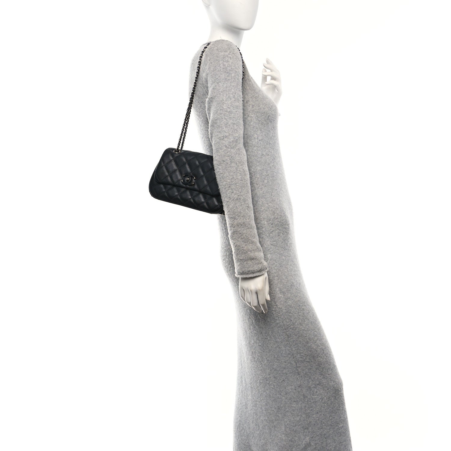 Chanel Calfskin Quilted Small Frame In Chain Flap Black 2 of 10