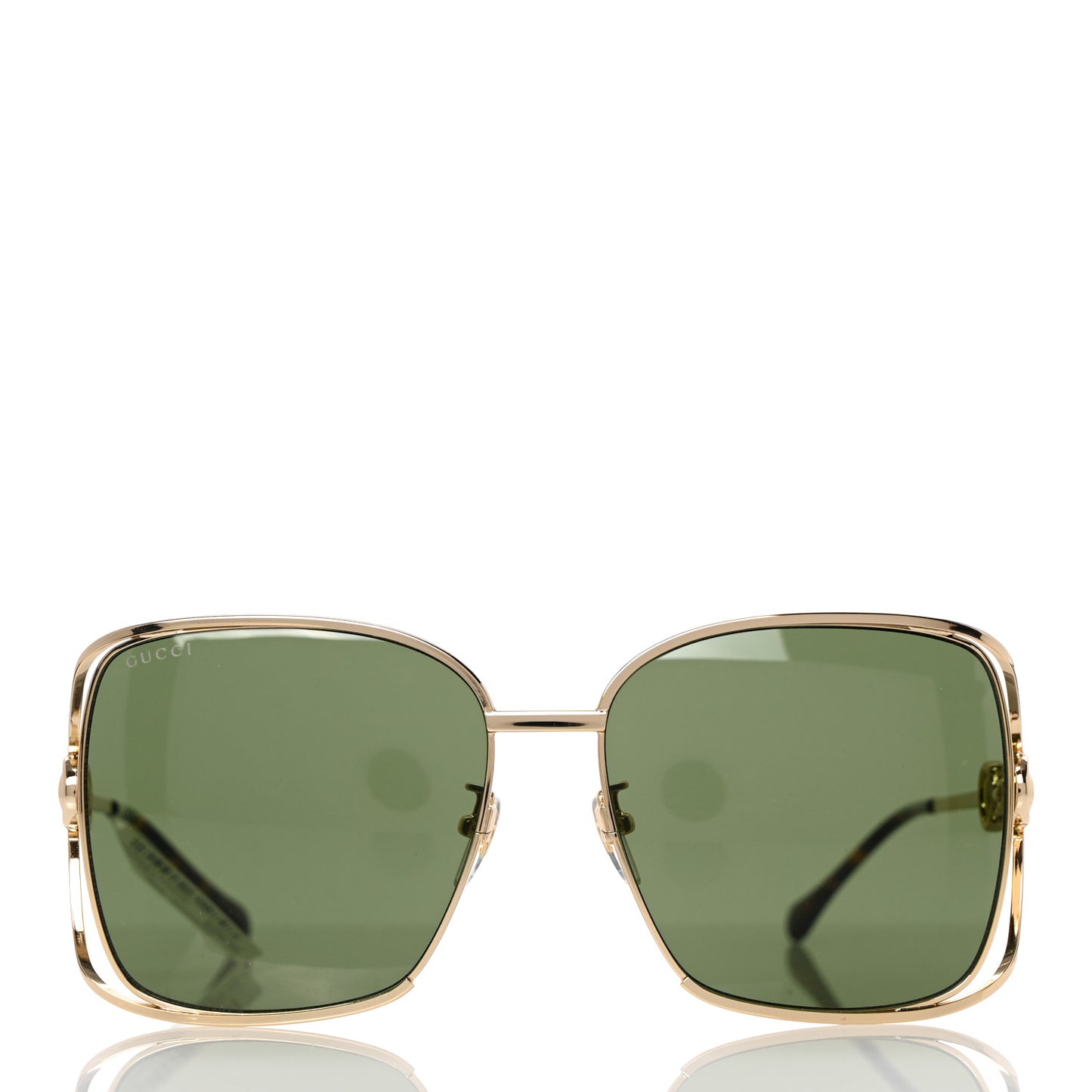 Horsebit Square Frame Sunglasses GG1020S Gold Green