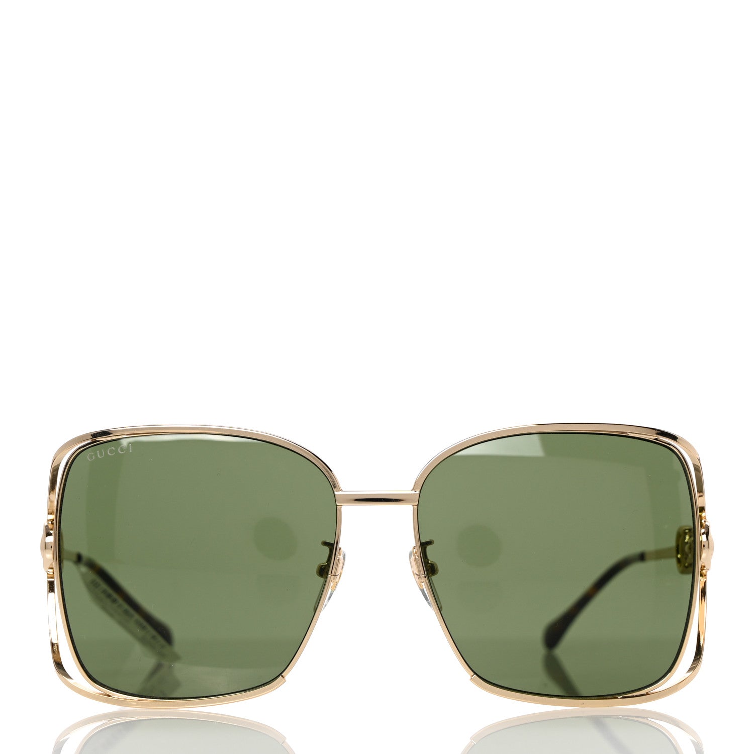 Gucci Horsebit Square Frame Sunglasses GG1020S Gold Green 2 of 9