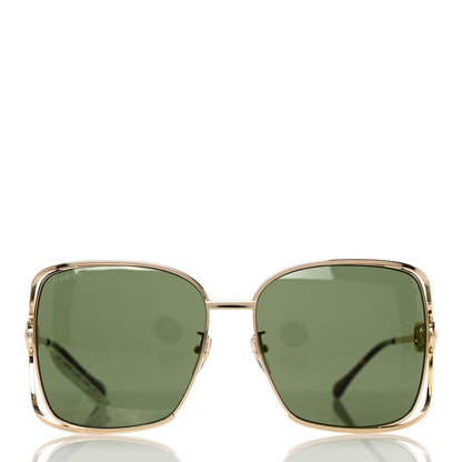 Gucci Horsebit Square Frame Sunglasses GG1020S Gold Green 2 of 9