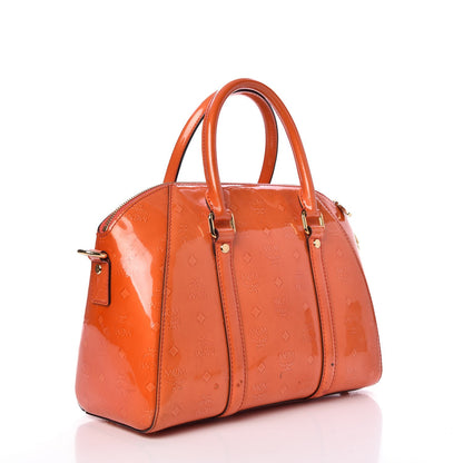 MCM Monogram Patent Zip Top Tote Orange 3 of 23