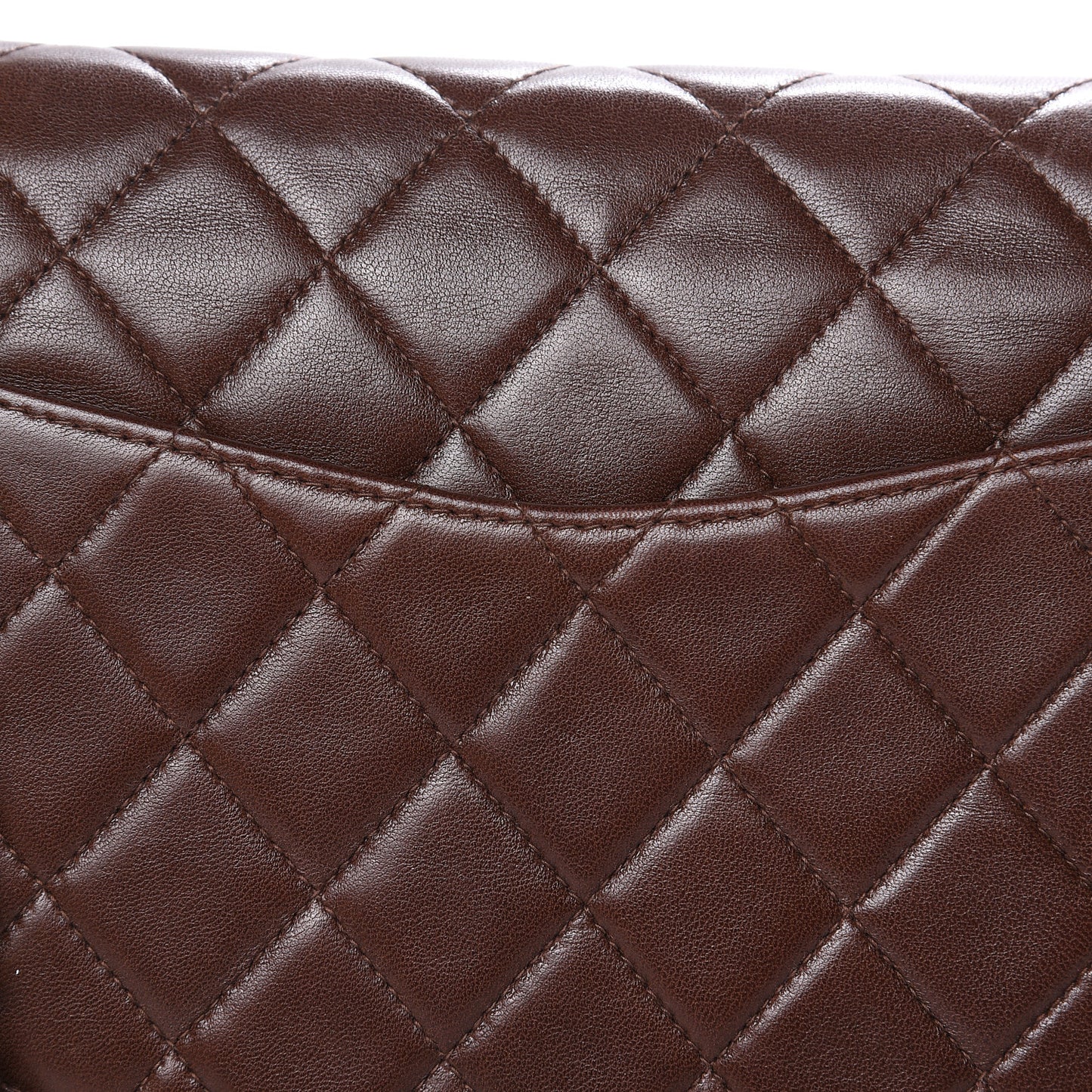 Lambskin Quilted Medium Double Flap Brown