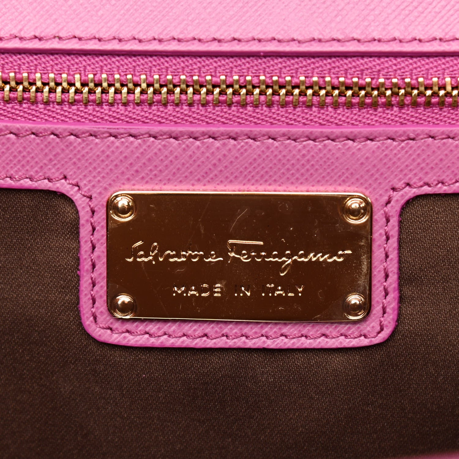 Salvatore Ferragamo Printed Calfskin Vara Bow Chain Flap Crossbody Fuchsia 6 of 10