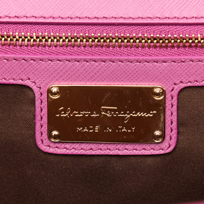 Salvatore Ferragamo Printed Calfskin Vara Bow Chain Flap Crossbody Fuchsia 6 of 10