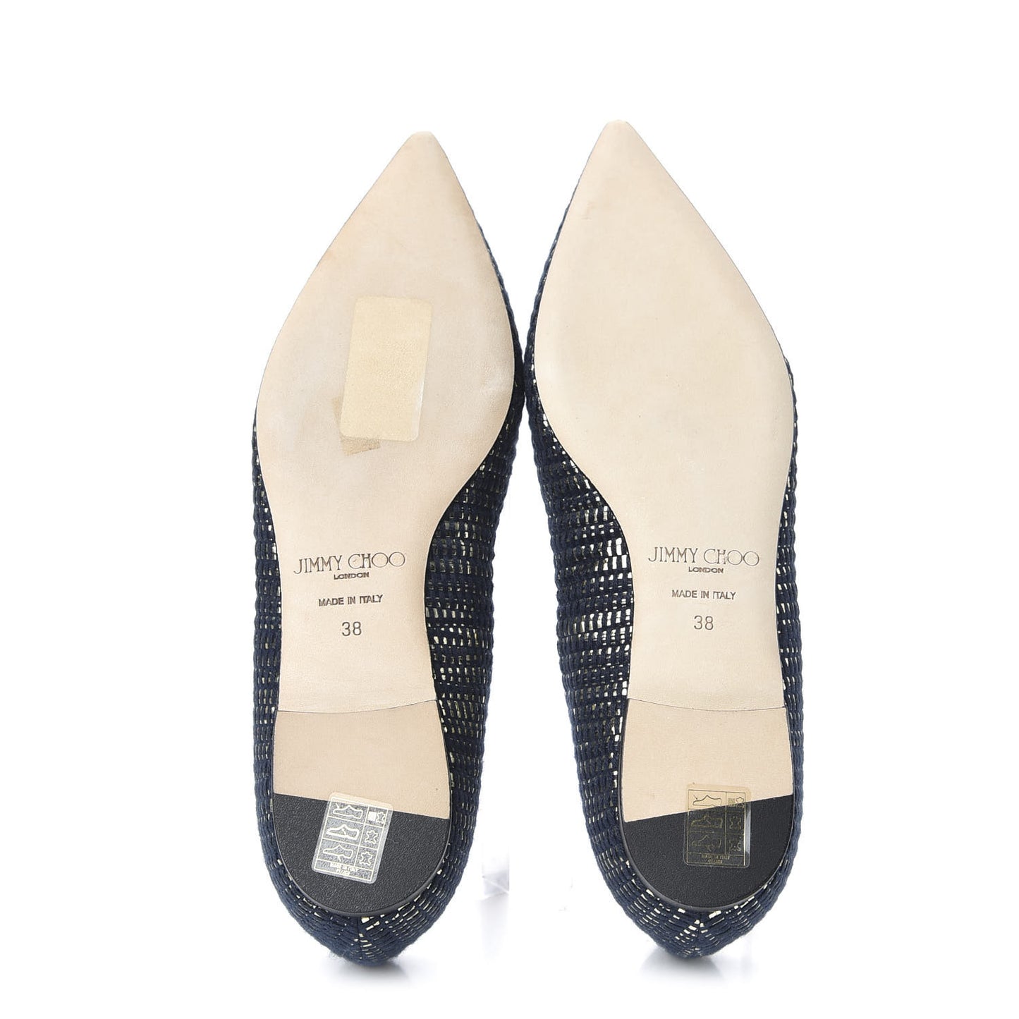 Metallic Fabric Kid Imogen Pointed Toe Flats 38 Navy Gold
