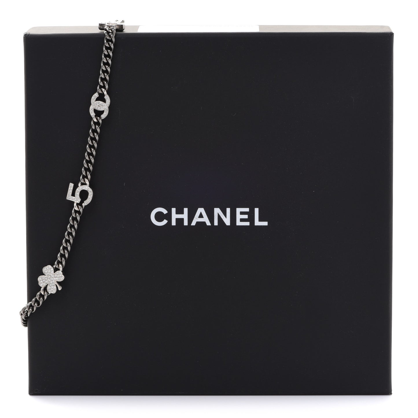 Ruthenium Crystal Chain CC Lucky Charms Choker Silver