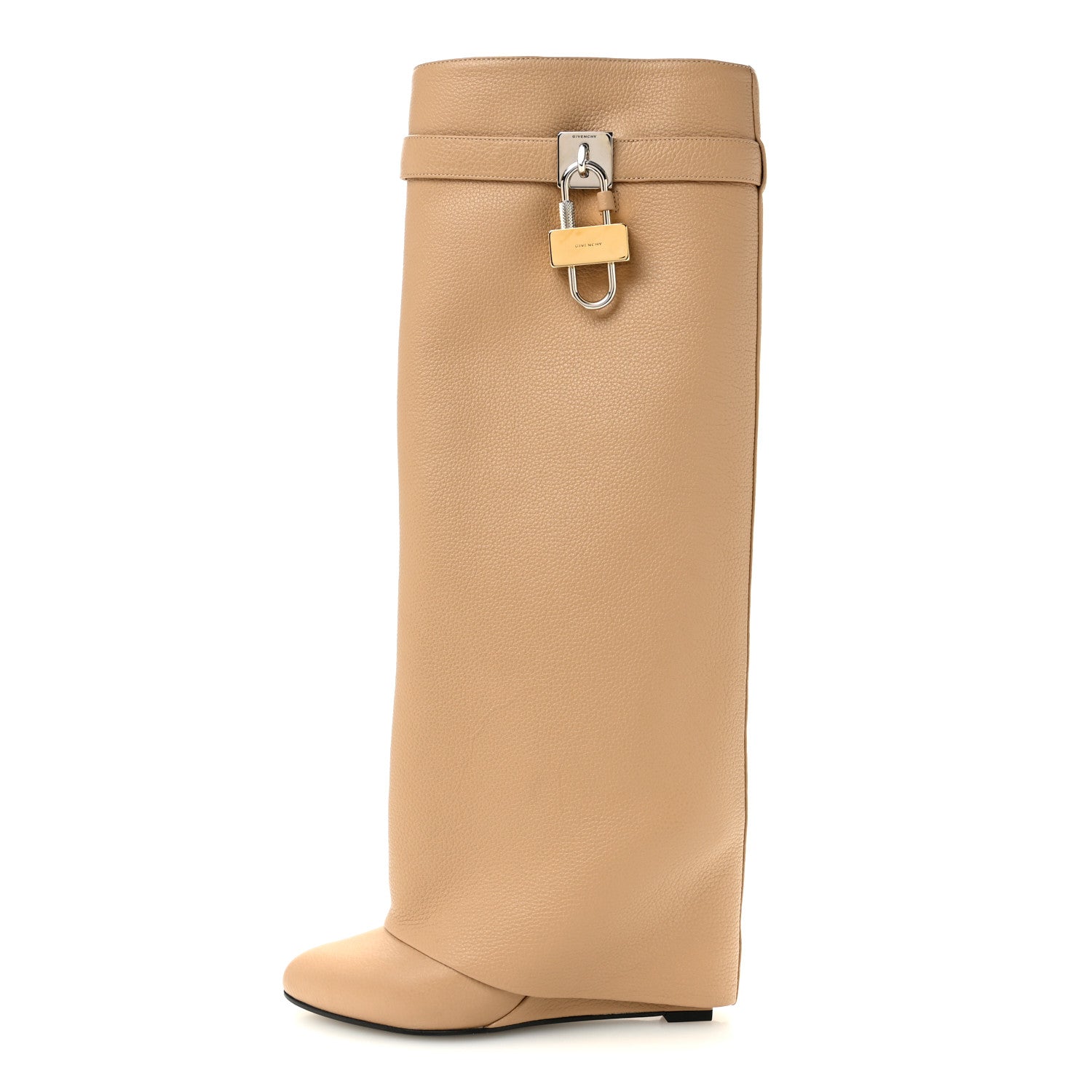 Givenchy Grained Calfskin Shark Lock Pant Boots 37 Beige 1 of 9