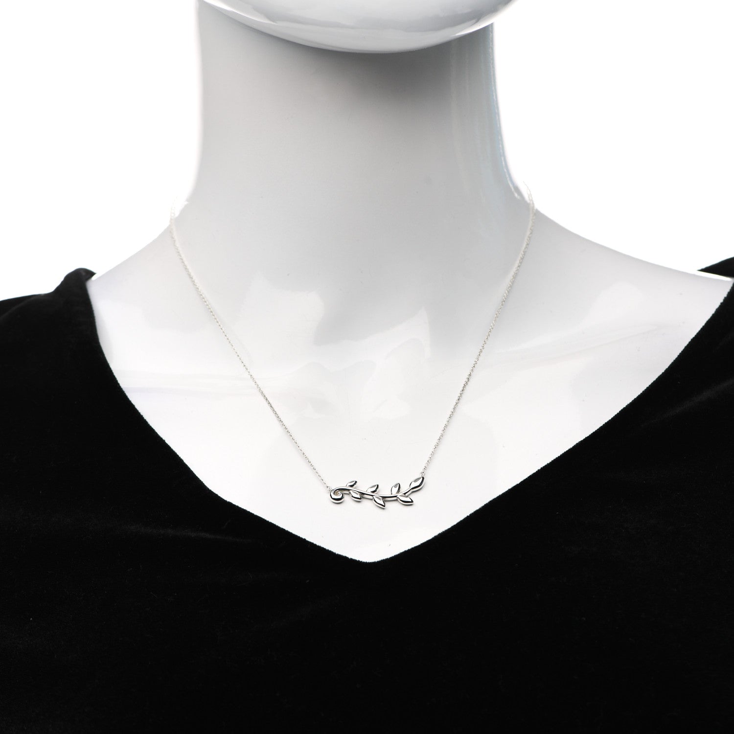 Tiffany Sterling Silver Paloma Picasso Olive Leaf Vine Pendant Necklace 2 of 6