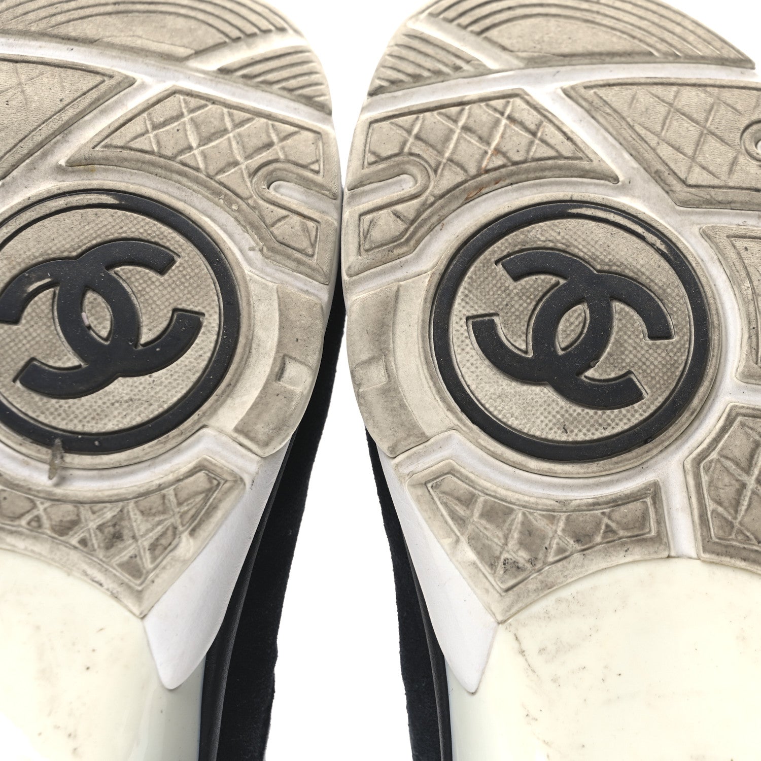 Chanel Fabric Suede Calfskin Quilted CC Sneakers 39 Dark Grey 7 of 8