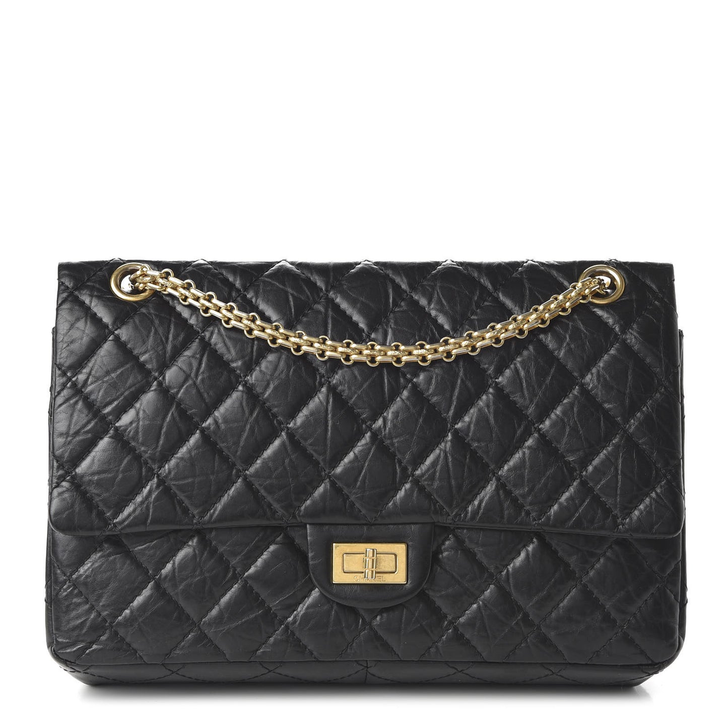 Aged Calfskin Quilted 2.55 Reissue 226 Flap Black