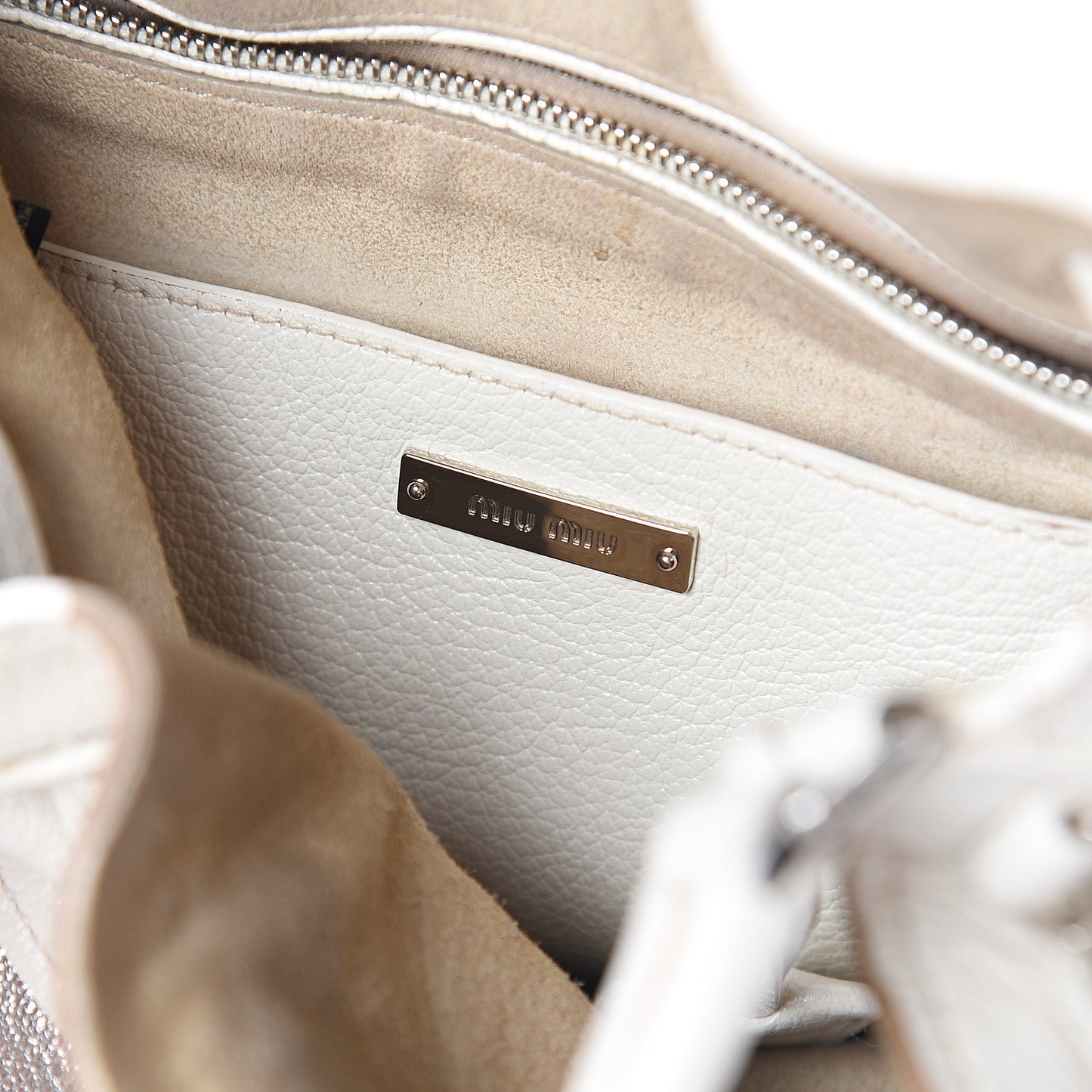 Goatskin Madras Bi-Color Bucket Bag Chrome White