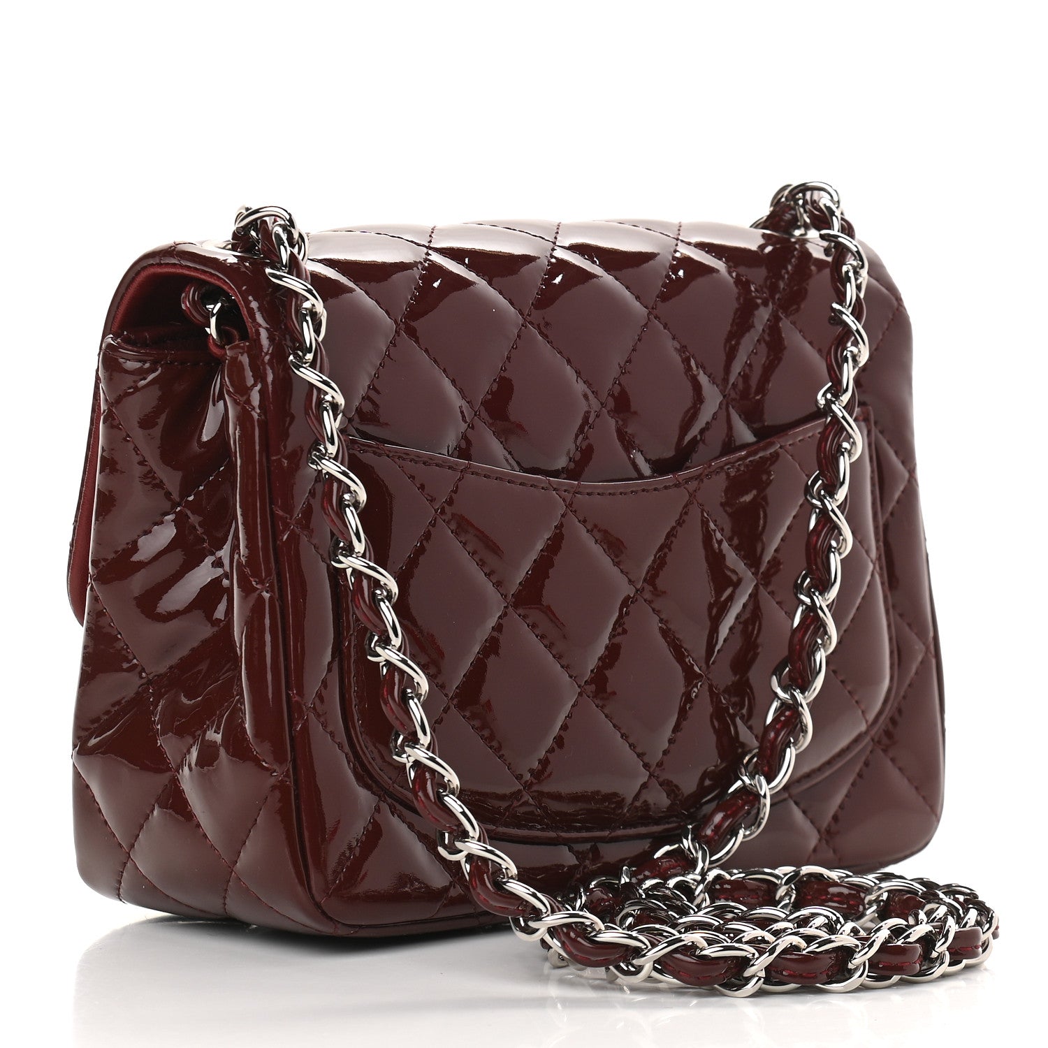 Chanel Patent Quilted Mini Square Flap Dark Red 3 of 9