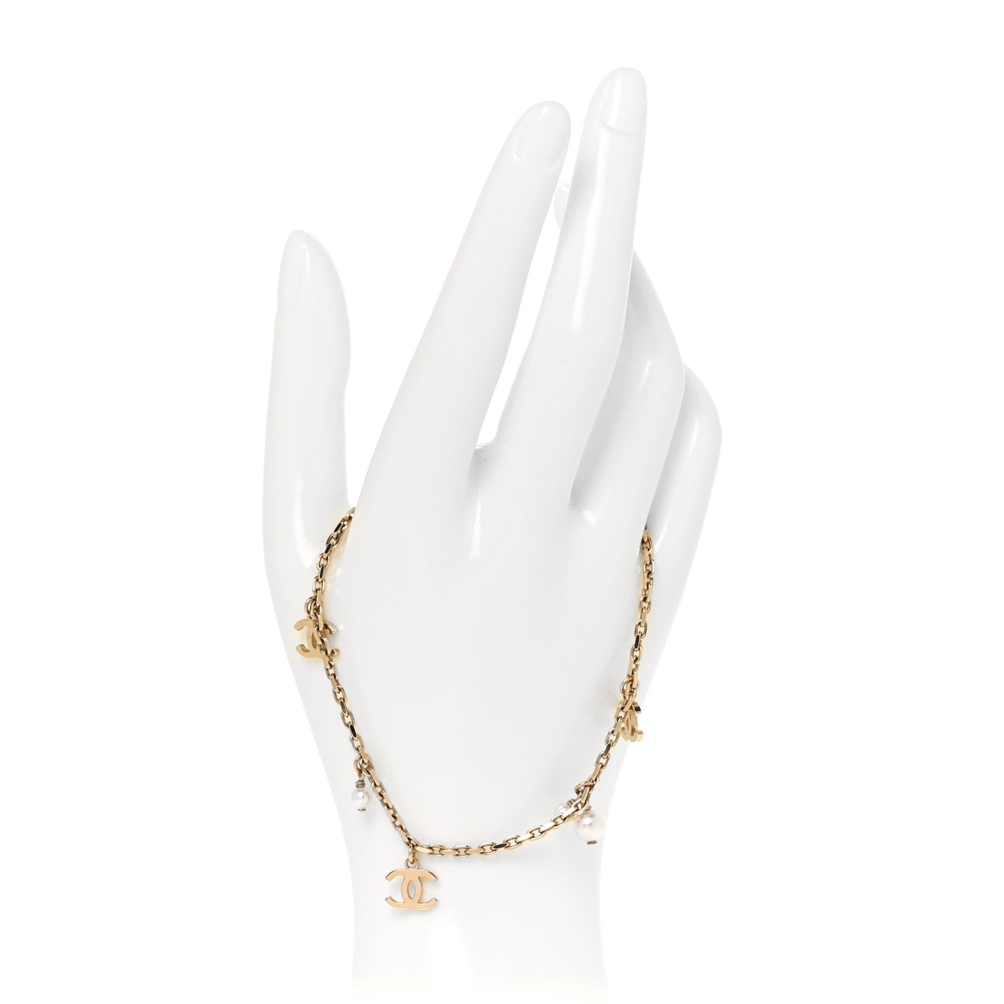 Pearl CC Chain Anklet Gold