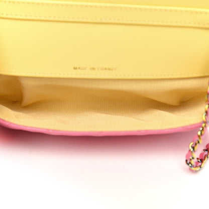Chanel Lambskin Quilted Glasses Case With Chain Pink Yellow 5 of 12