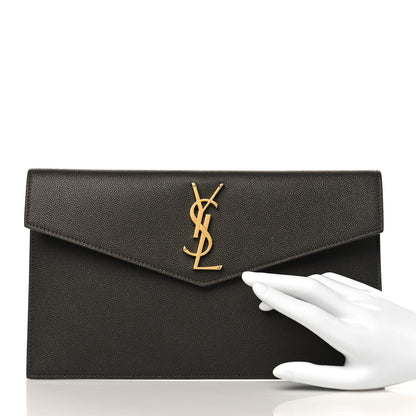 Saint Laurent Grain De Poudre Uptown Pouch Pebble 2 of 9