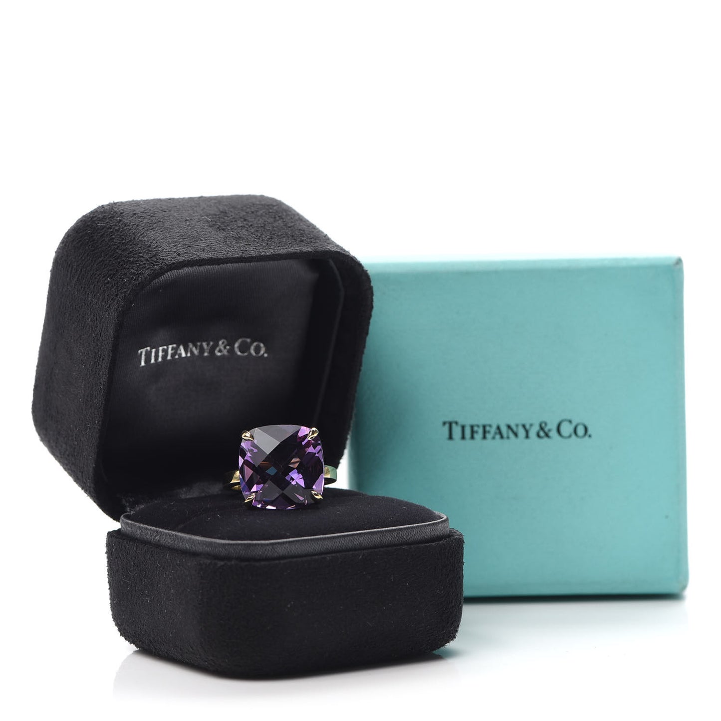 18K Yellow Gold Amethyst Sparklers Cocktail Ring 50 5.5