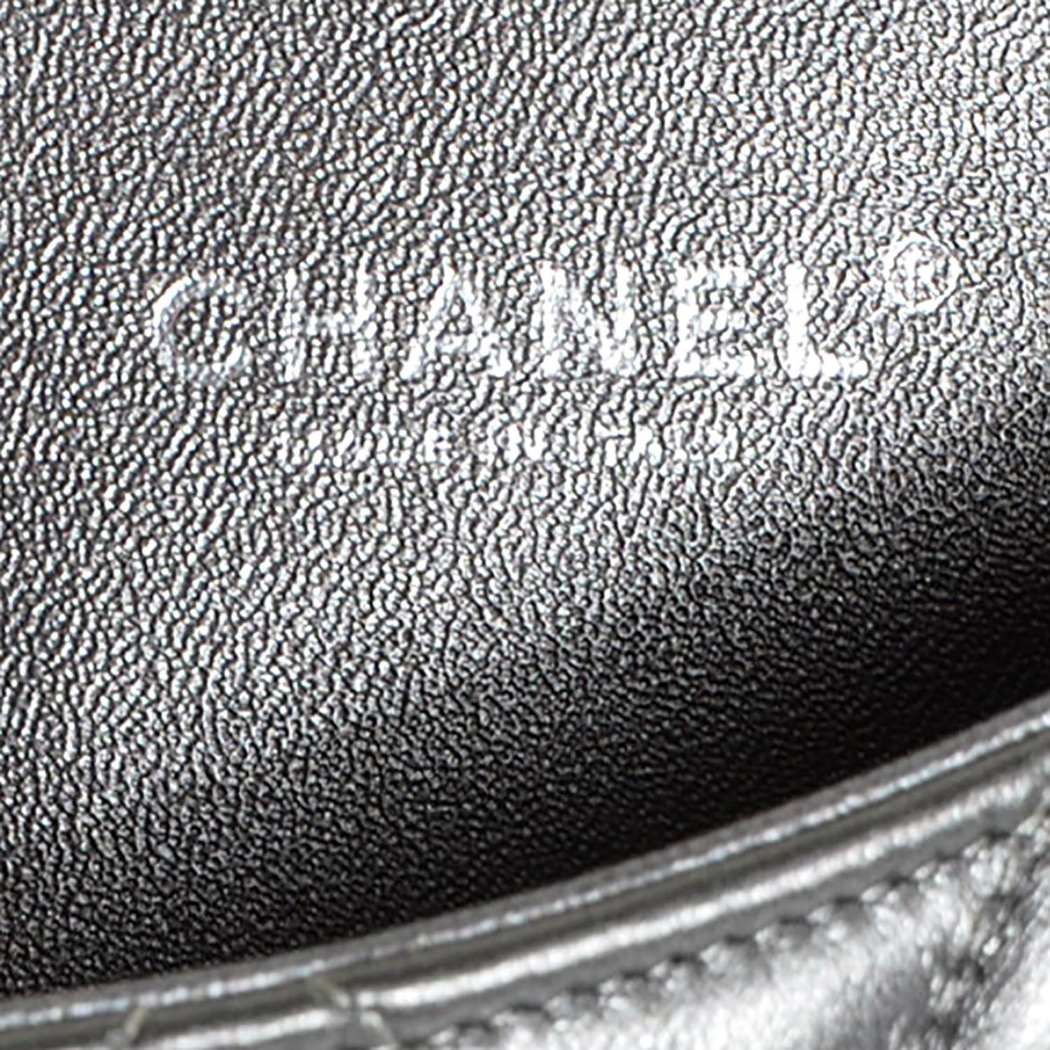 Chanel Metallic Lambskin Quilted Clutch With Chain Flap Dark Grey 6 of 8