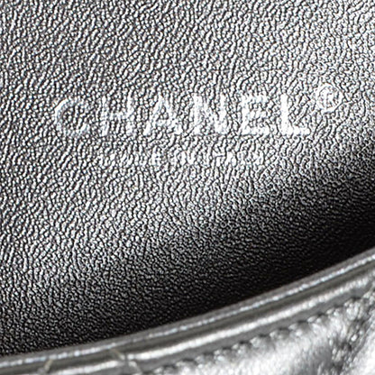 Chanel Metallic Lambskin Quilted Clutch With Chain Flap Dark Grey 6 of 8