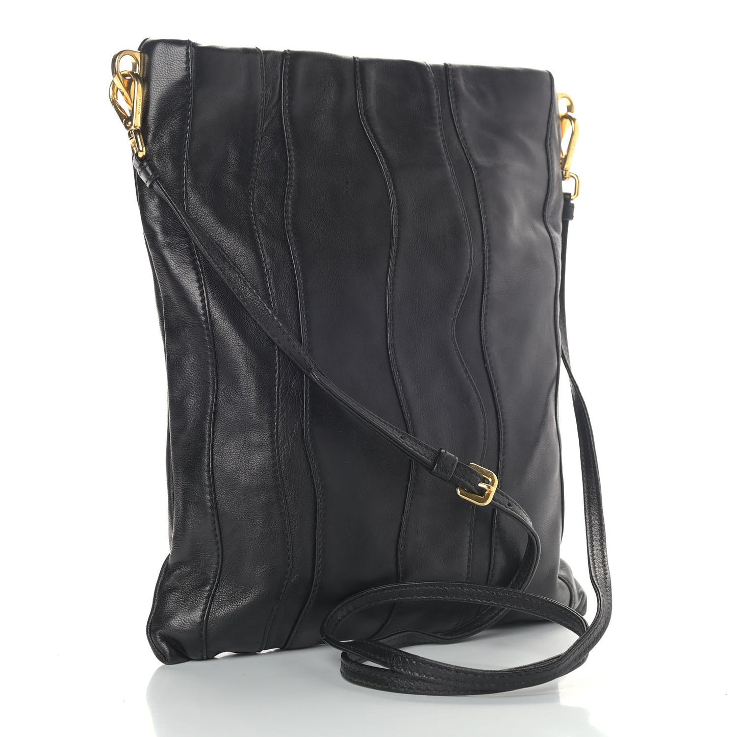 Nappa Stripes Crossbody Bag Black