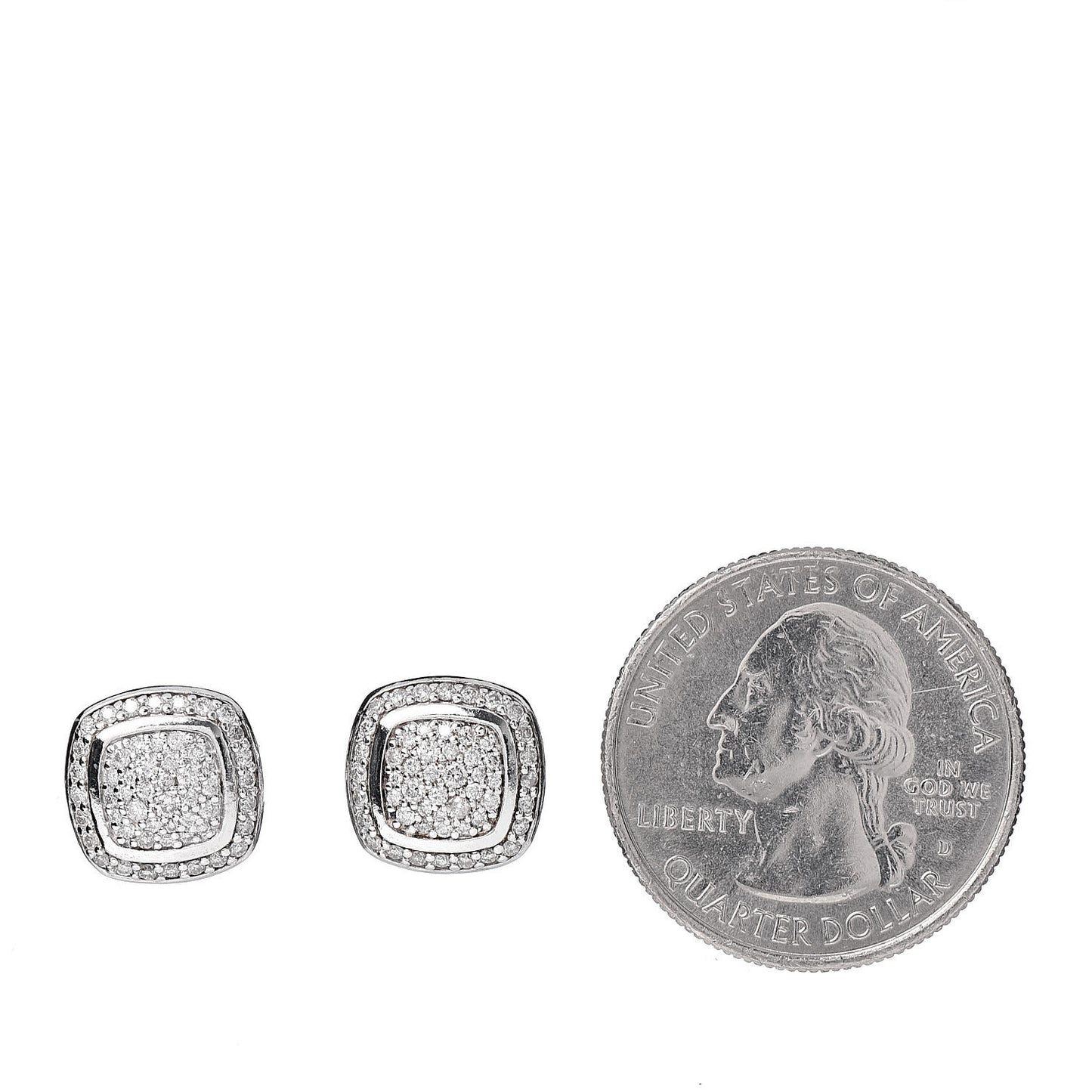 Sterling Silver Diamond 7mm Pave Albion Earrings