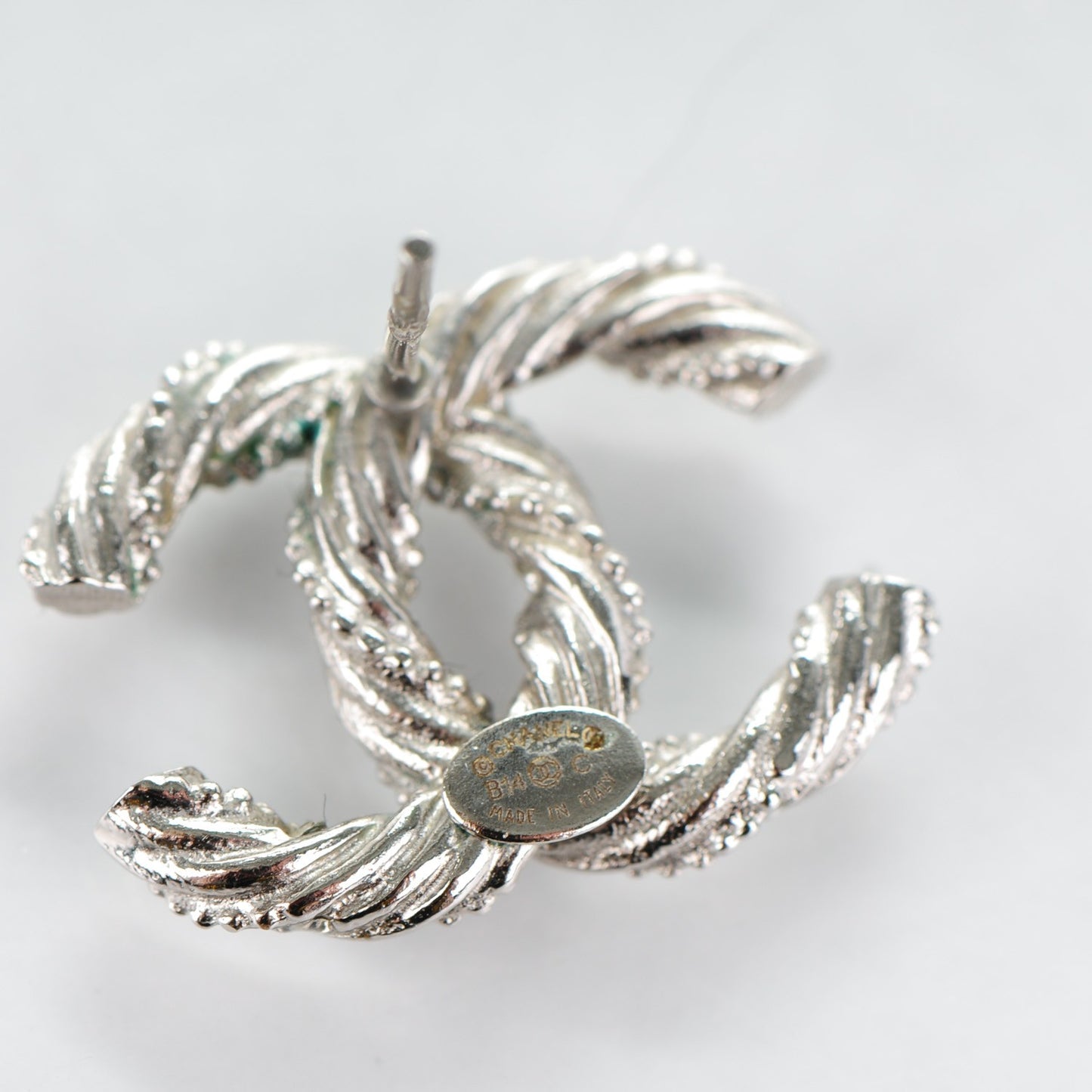Crystal CC Twisted Earrings Silver