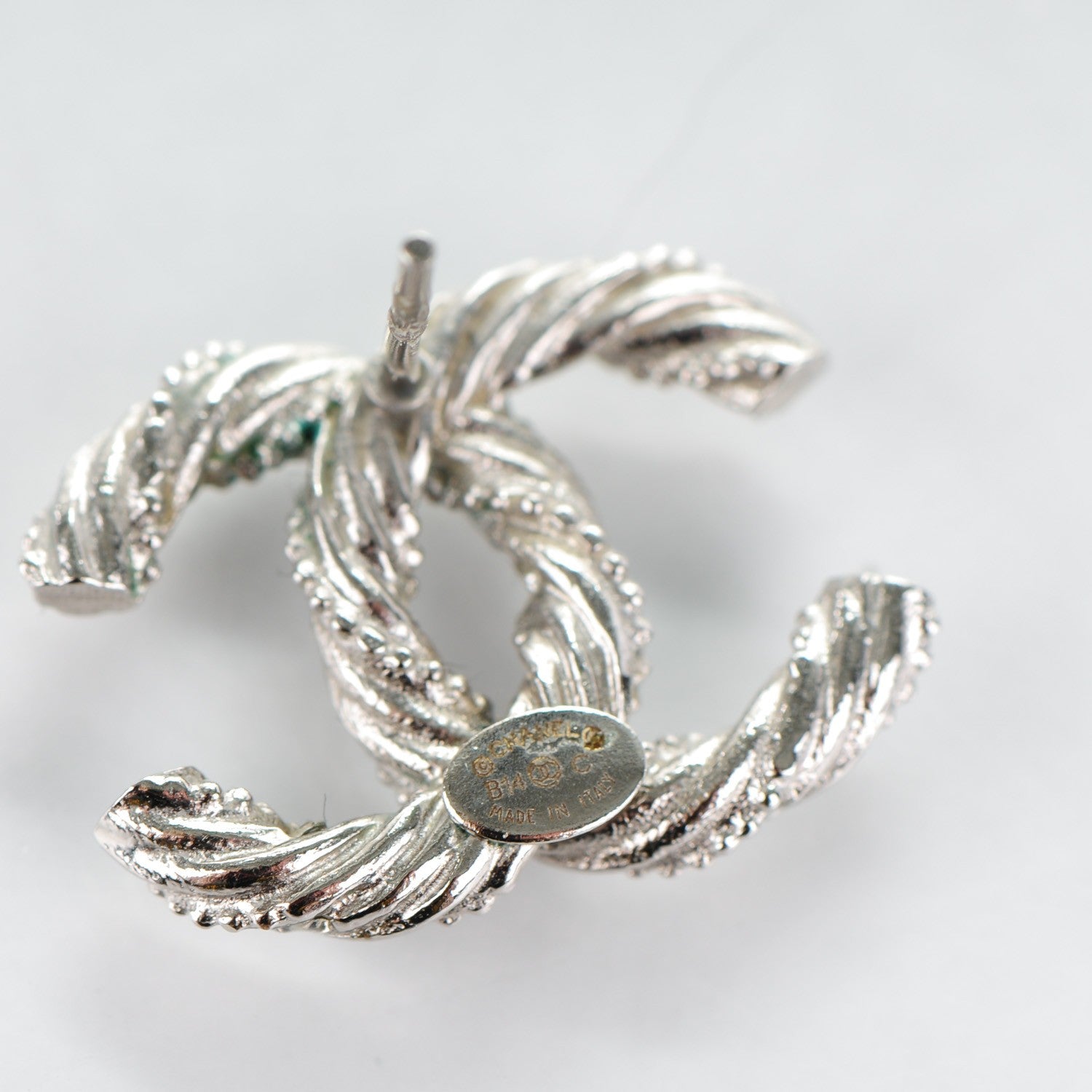 Chanel Crystal CC Twisted Earrings Silver 6 of 6