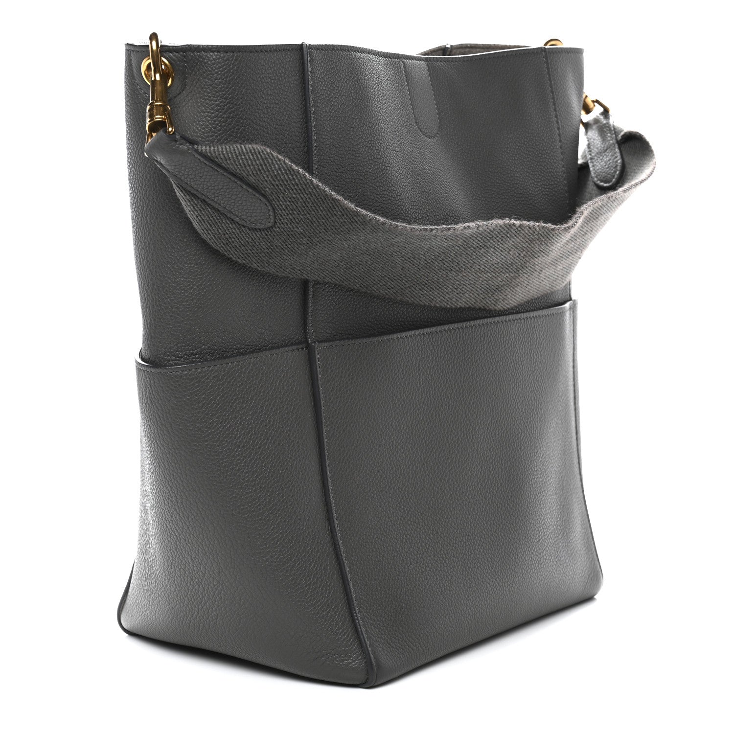 Celine Soft Grained Calfskin Sangle Bucket Bag Grey 3 of 10