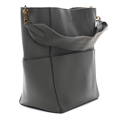 Celine Soft Grained Calfskin Sangle Bucket Bag Grey 3 of 10