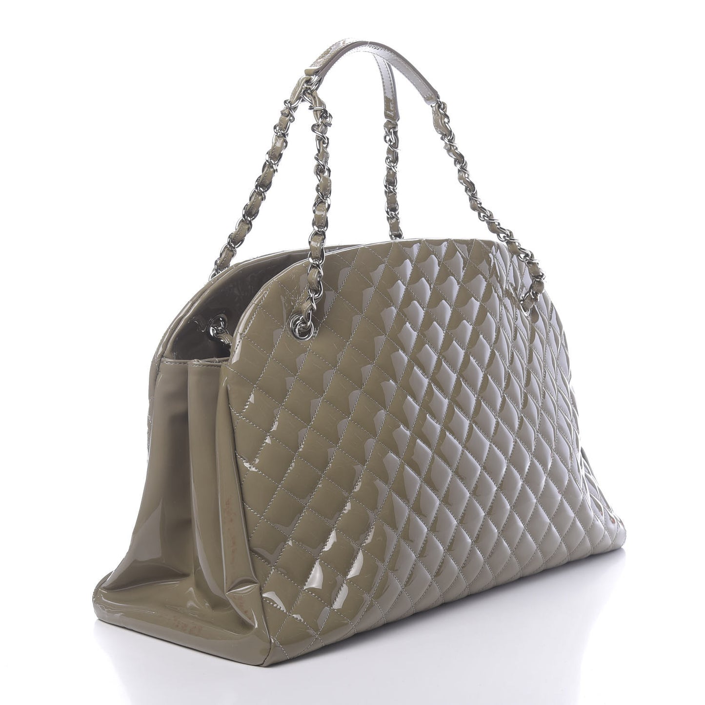 Patent Quilted Large Just Mademoiselle Bowling Bag Gris Fonce