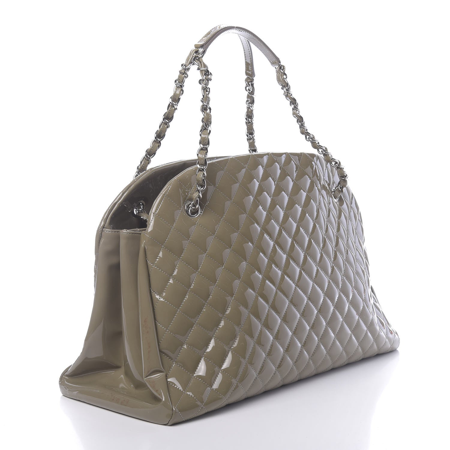 Chanel Patent Quilted Large Just Mademoiselle Bowling Bag Gris Fonce 3 of 10