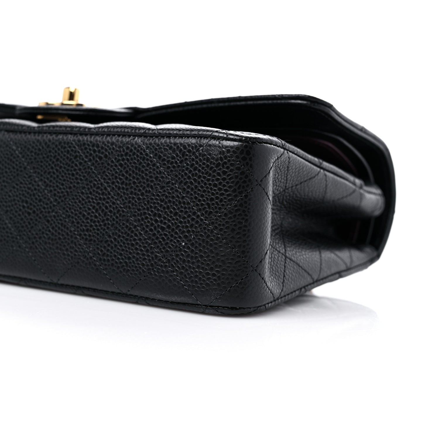 Caviar Quilted Medium Double Flap Black