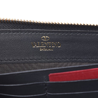 Valentino Garavani Calfskin Rockstud Zip Around Wallet Black 5 of 7