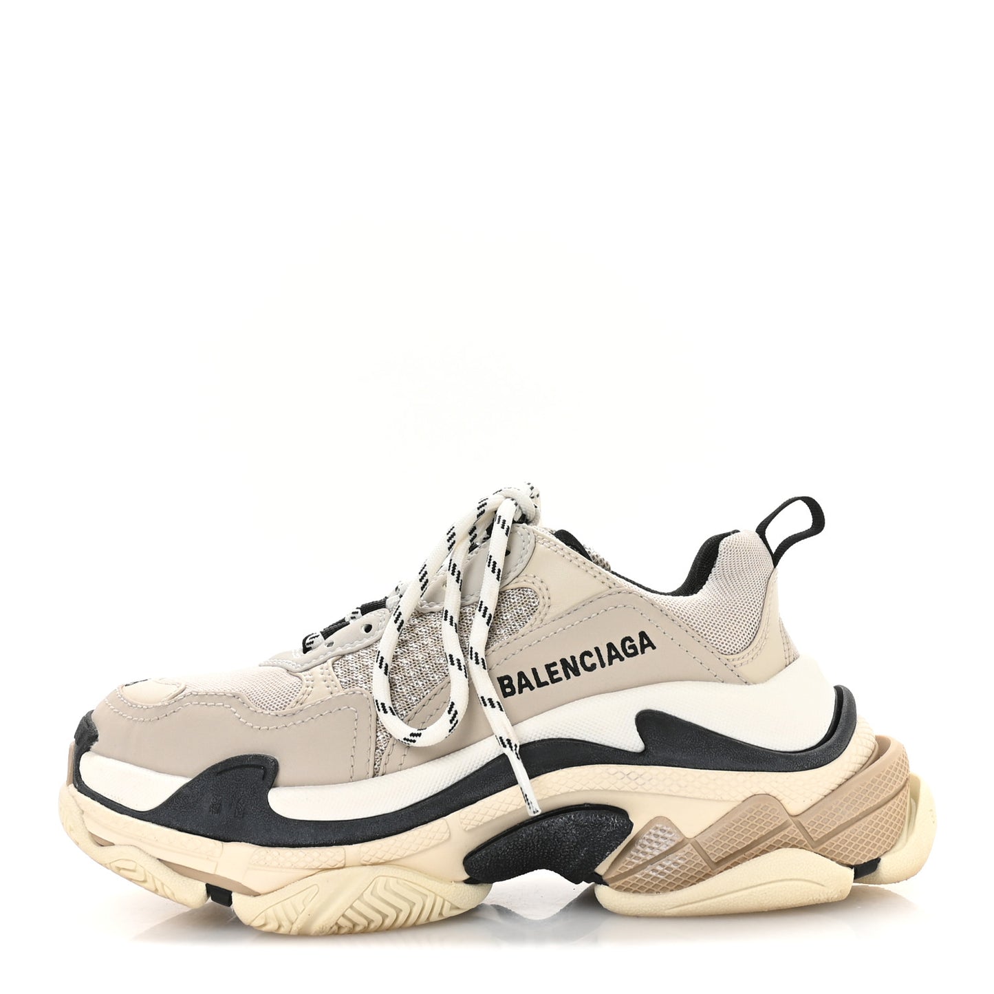 Fabric Mesh Womens Triple S Sneakers 36 Beige Black
