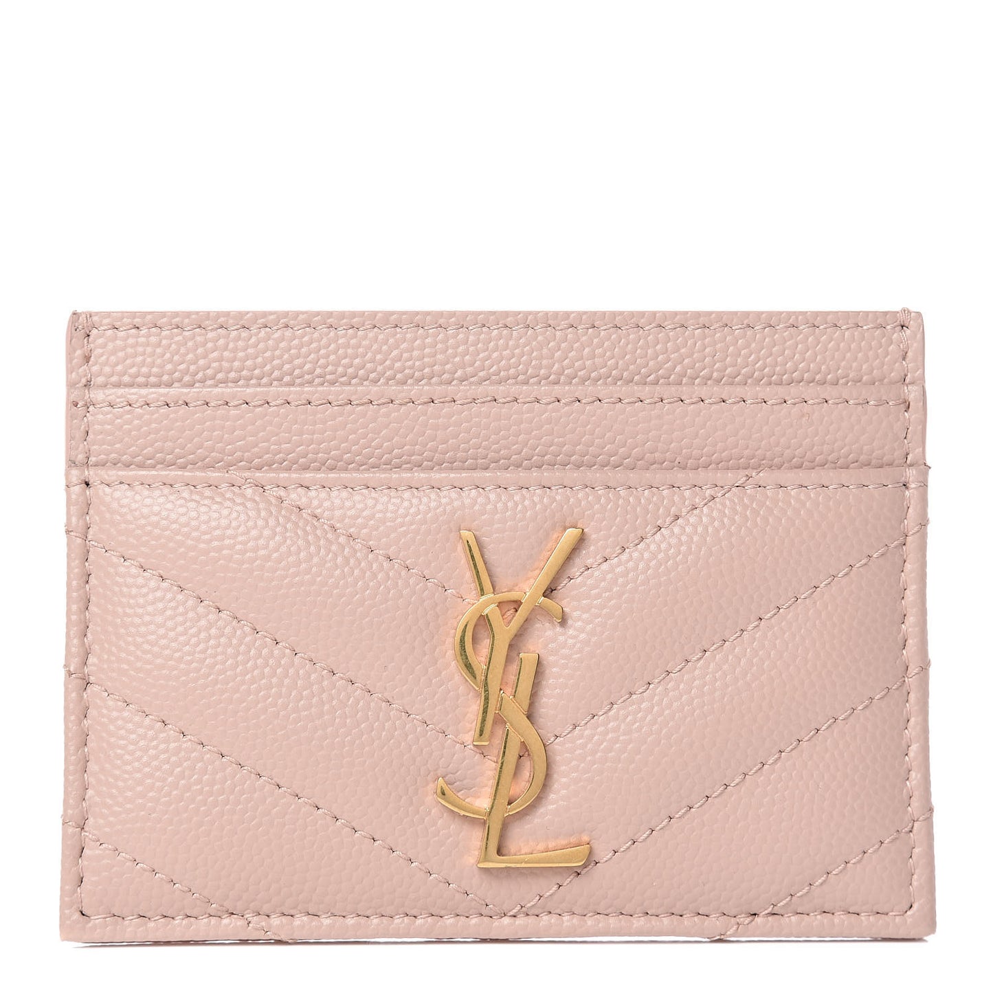 Grain De Poudre Matelasse Chevron Monogram Credit Card Case Pale Pink