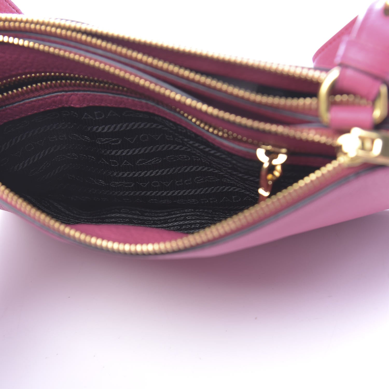 Prada Vitello Phenix Double Zip Crossbody Bag Peonia 5 of 11