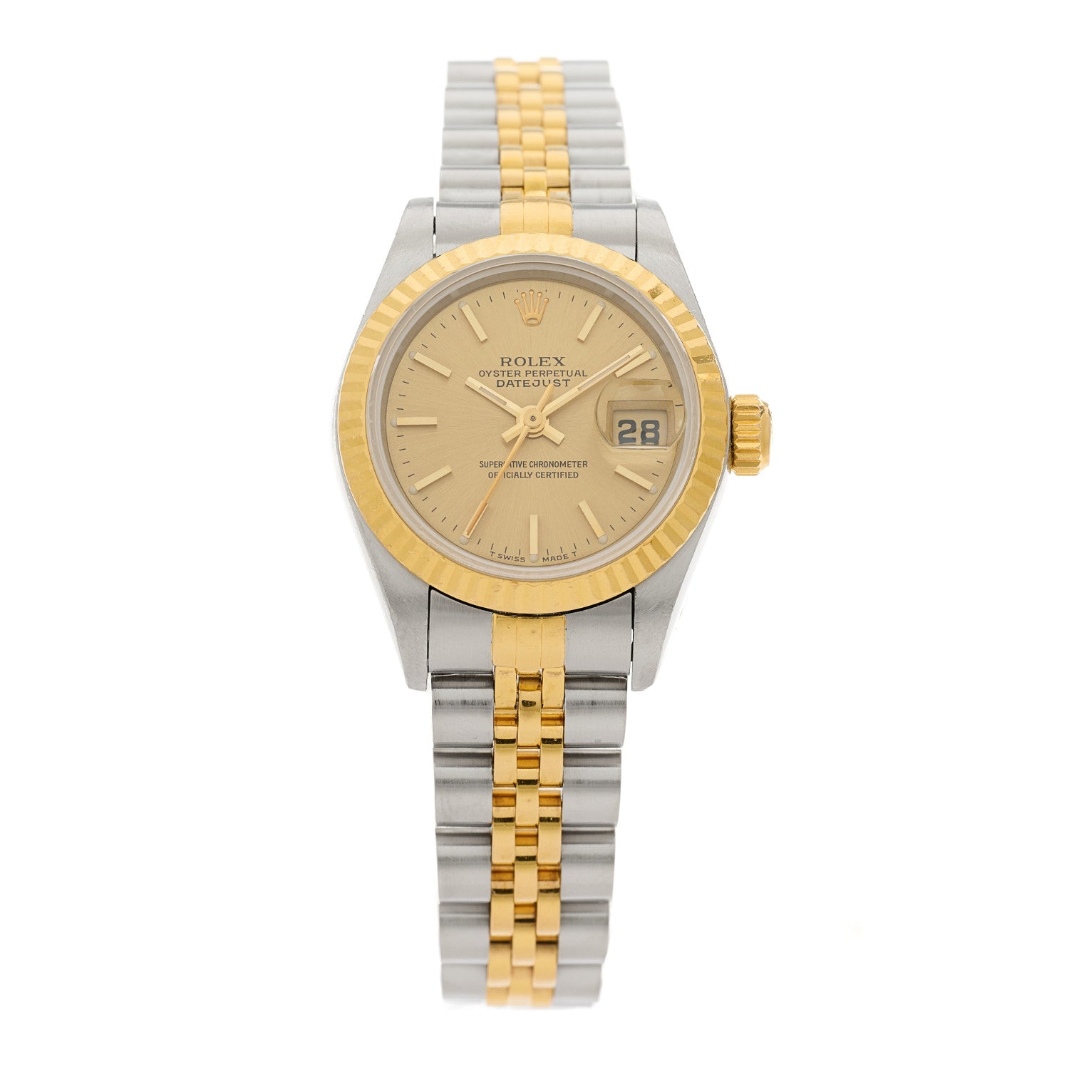 Rolex Stainless Steel 18K Yellow Gold 26mm Oyster Perpetual Datejust Watch Champagne 69173 1 of 5