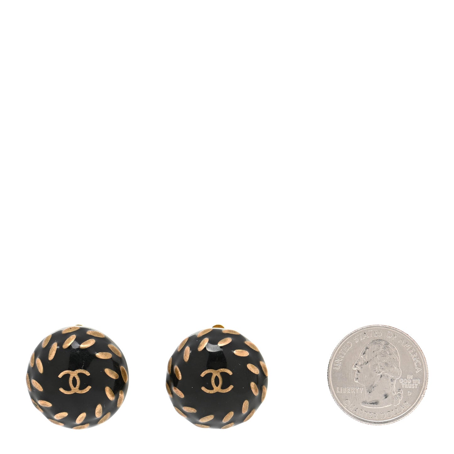 Resin CC Clip On Earrings Black Gold