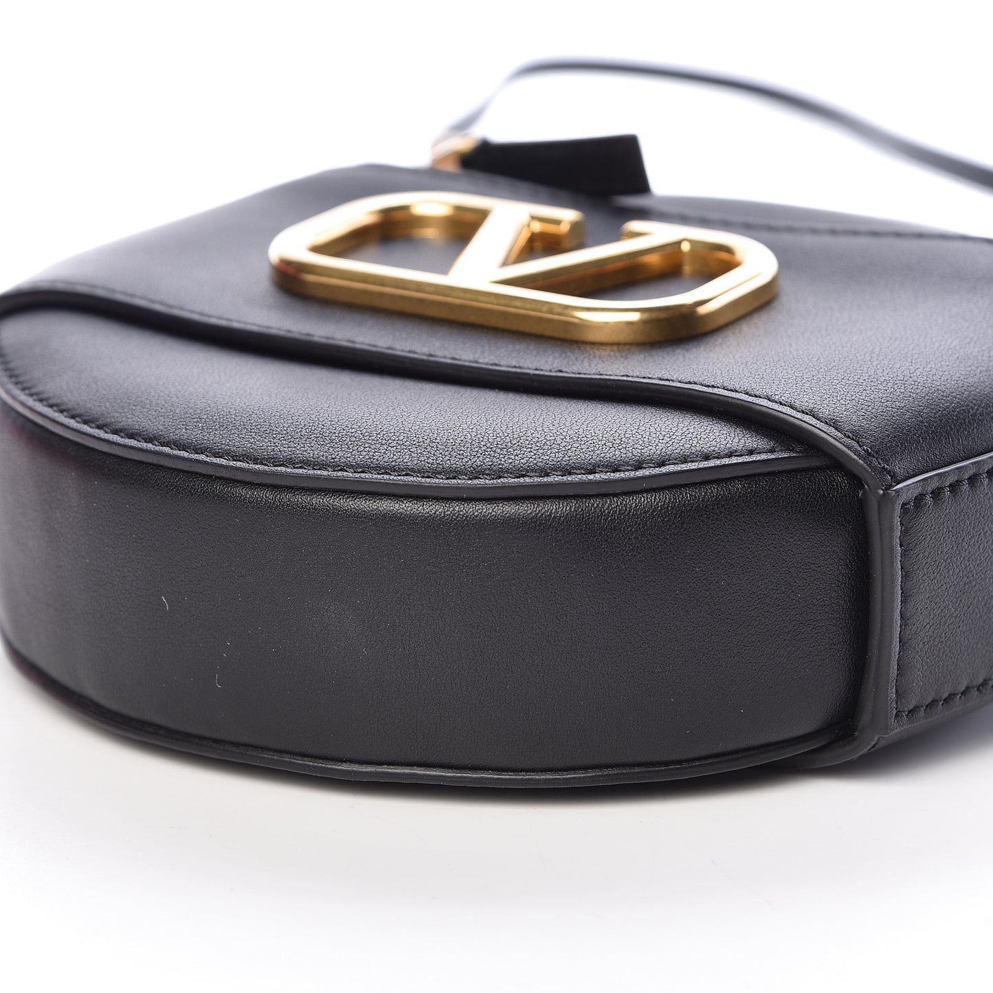 Calfskin VLogo Round Crossbody Bag Black