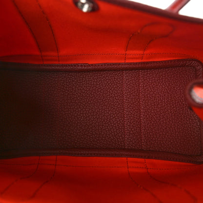 Hermes Toile Militaire Vache Country Garden Party Tote 30 Orange Poppy Rouge Grenat 5 of 8