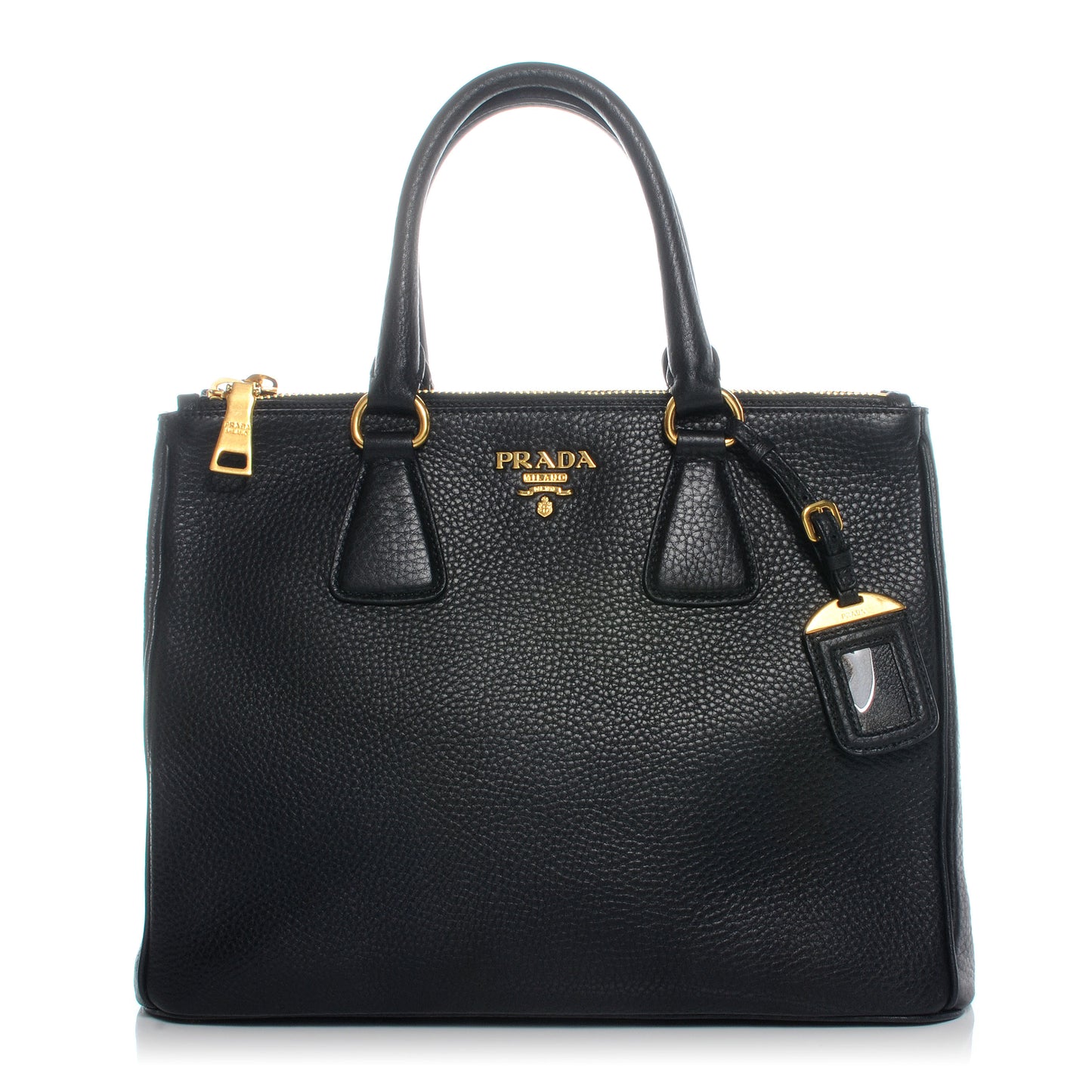 Vitello Daino Double Zip Tote Black