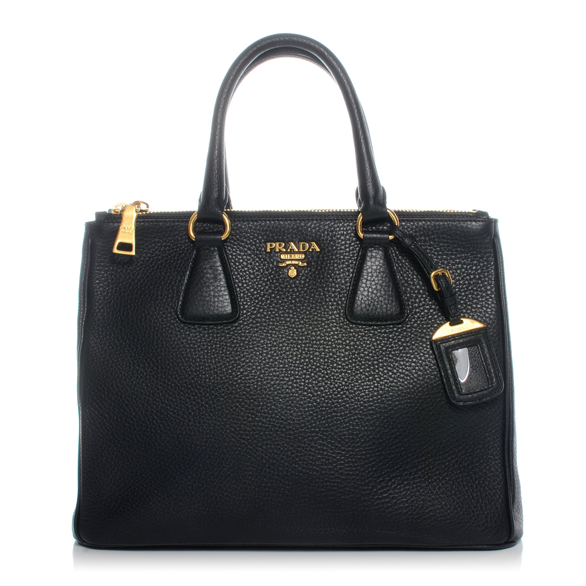Prada Vitello Daino Double Zip Tote Black 1 of 9