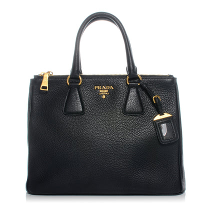 Prada Vitello Daino Double Zip Tote Black 1 of 9
