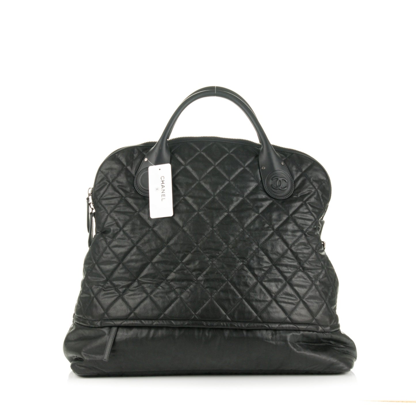 Coated Canvas Quilted Large Garment Travel Bag Black