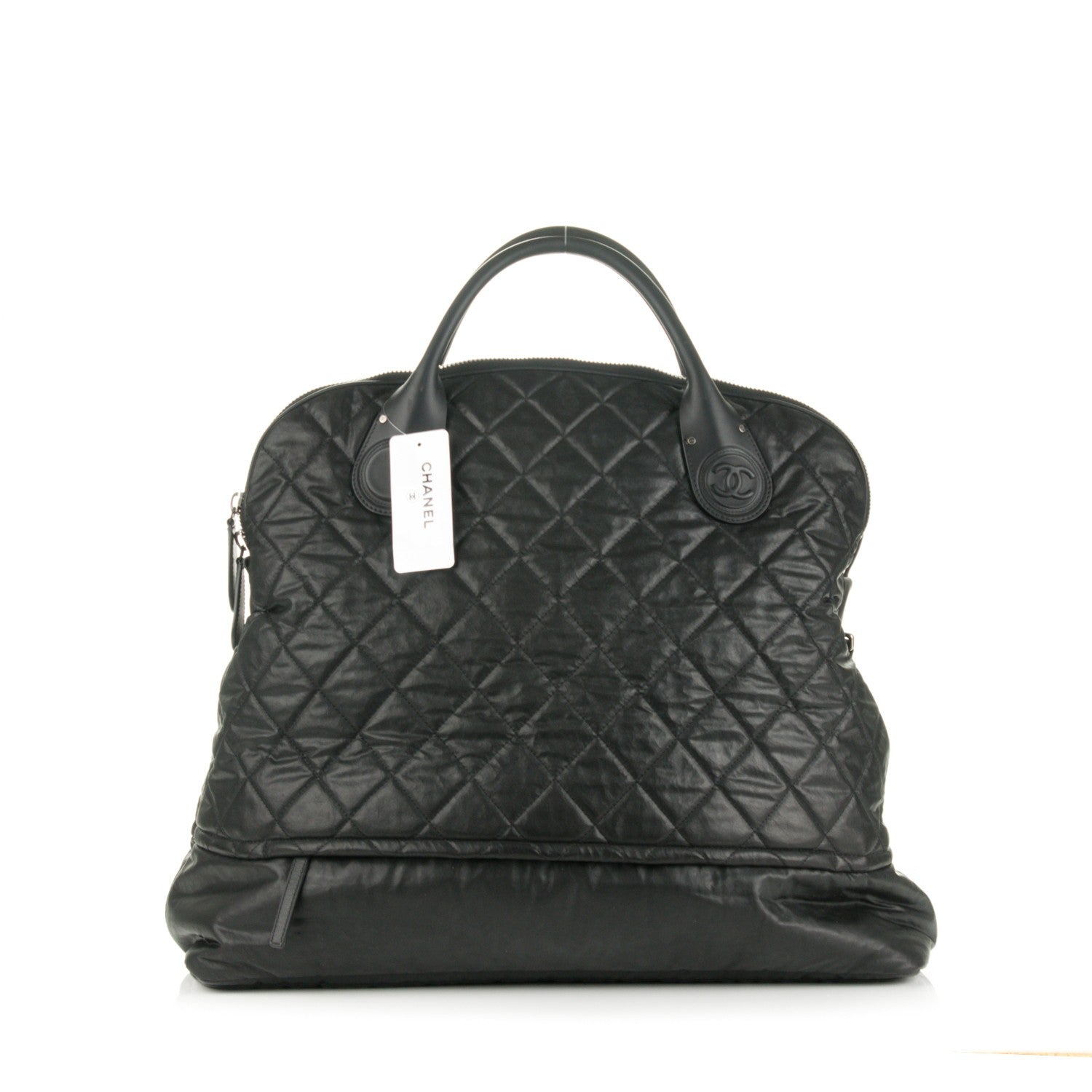 Chanel Coated Canvas Quilted Large Garment Travel Bag Black 1 of 8
